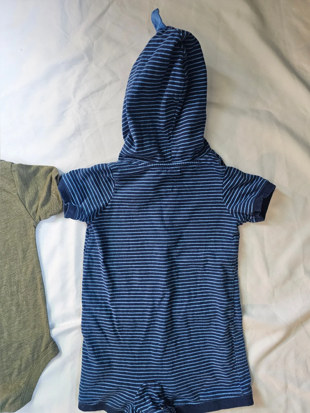 Set Of 6-12 Month Unisex One Pieces- Green Bicycle Onesie NWT & Striped Romper